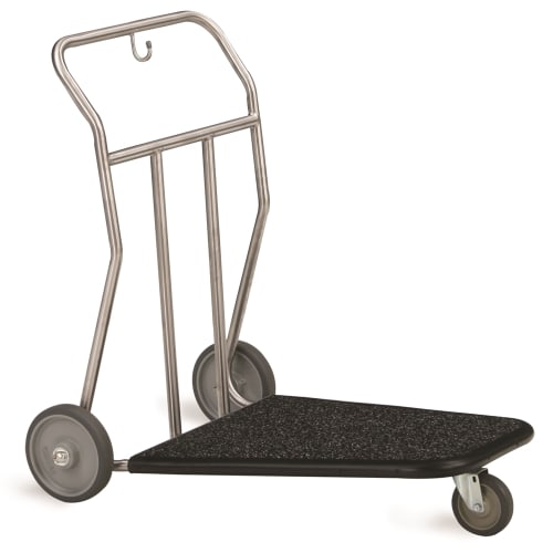 Luggage Cart, Self Serve, Steel Deck w/Mat & Bumper, 25.50Wx26.75Hx37D, Stainless Steel Finish